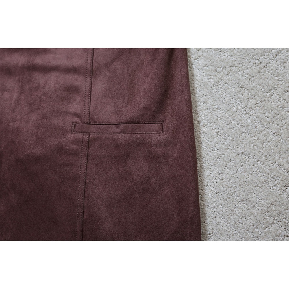 A New Day Womens Faux Suede Sleeveless Shift Dress Burgundy Plum Size 14 - Picture 2 of 6